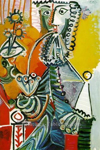 Mousquetaire à la pipe et aux fleurs 1968 Cubisme Peintures à l'huile